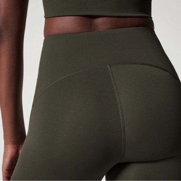 Spanx Booty Boost Active Ankle Flare Pants Yoga Leggings Dark Palm Green Medium - Picture 2 of 10